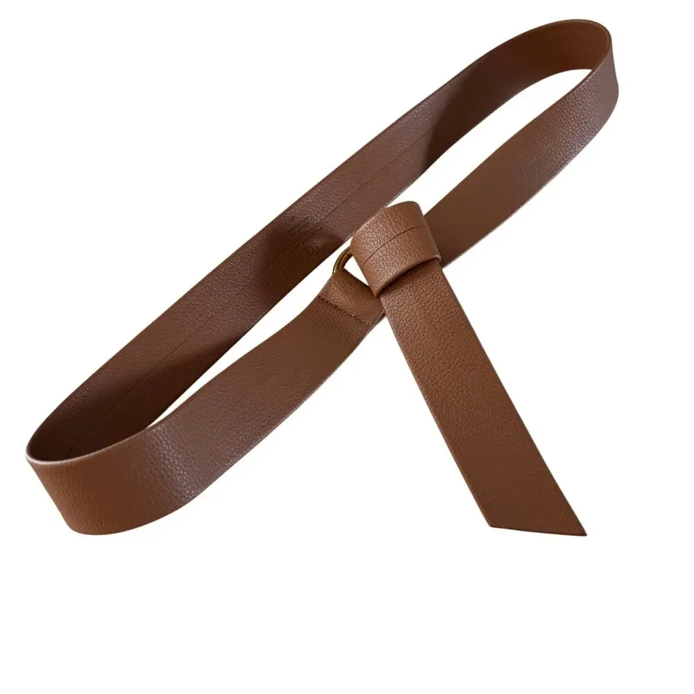 B-Low the Belt synthetic faux leather wrap style belt nude tan goldtone ring O/S